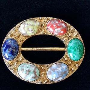Vintage Statement Colorful Cabochons Belt …
